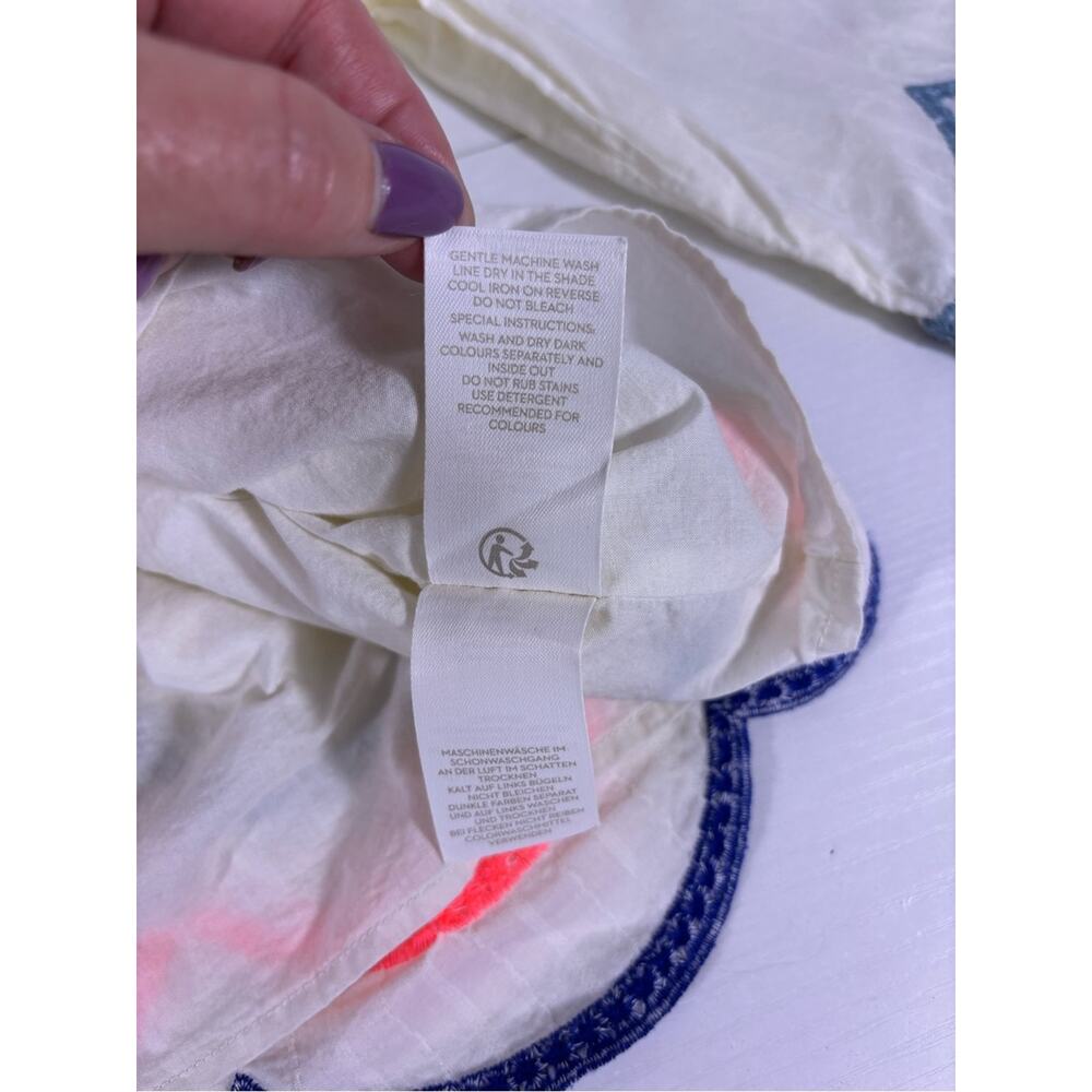 Boden Ivory Scallop Embroidered Tunic Top Neon Trim US 16 - Picture 7 of 7